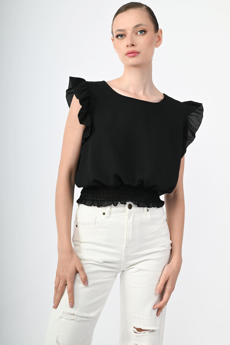 Top crop con rouches