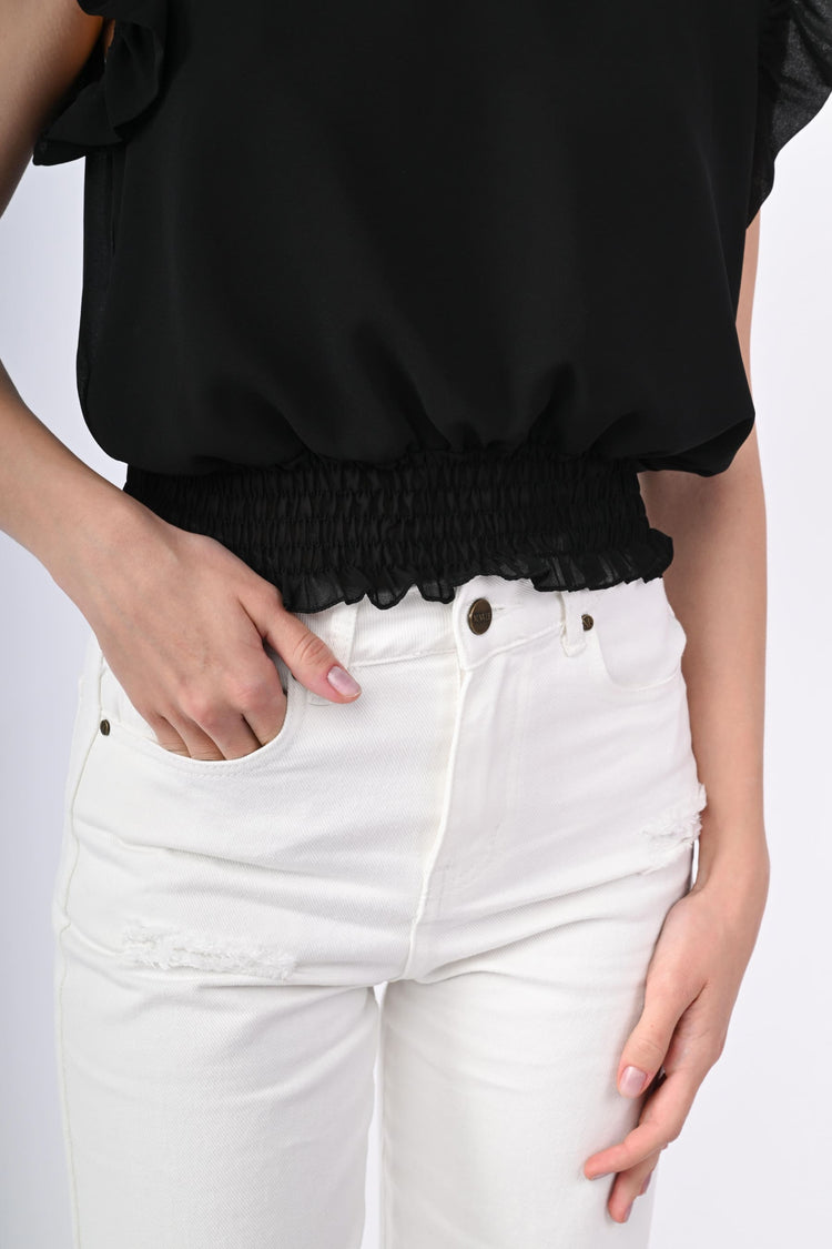 Top crop con rouches