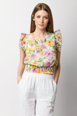 Top crop a stampa floreale