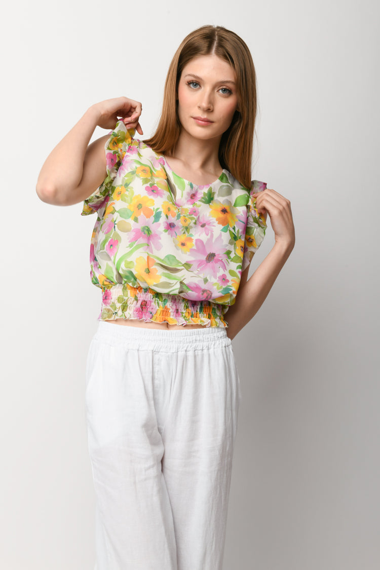 Top crop a stampa floreale