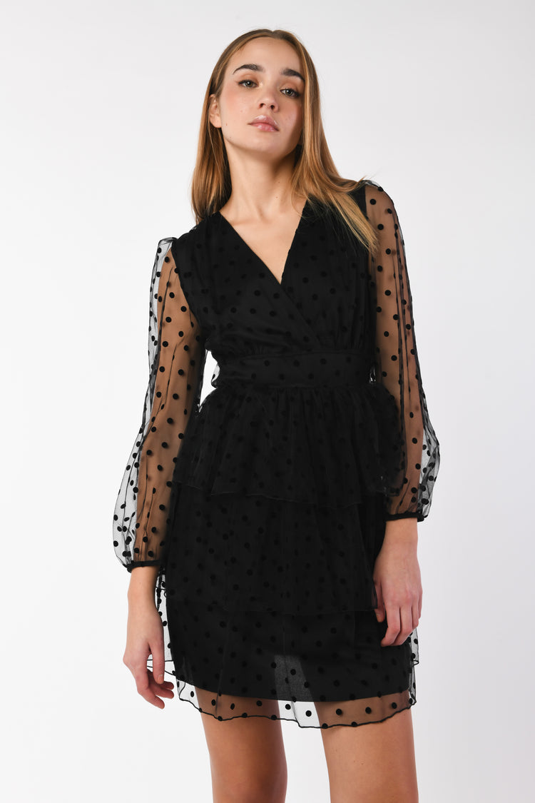 Mini abito in tulle a pois