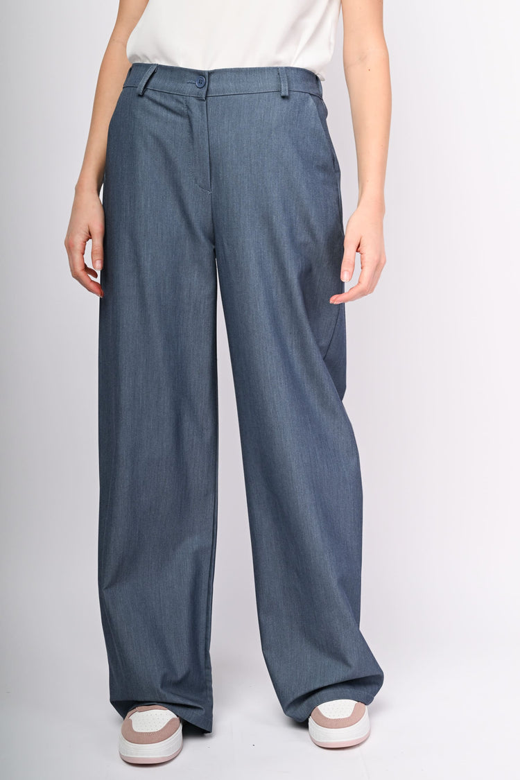 Pantaloni palazzo effetto denim