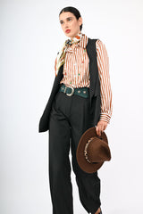 Gilet lungo con revers a scialle
