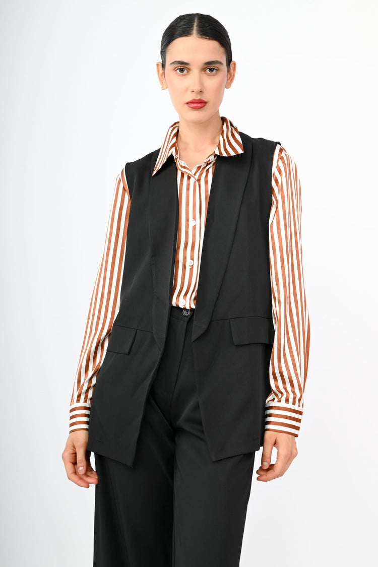 Gilet lungo con revers a scialle