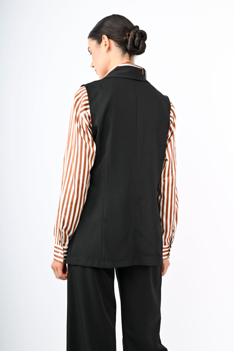 Gilet lungo con revers a scialle
