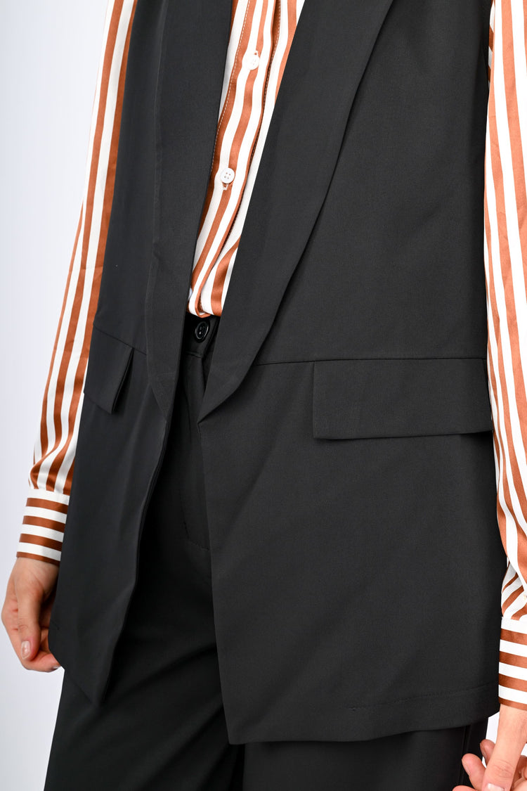 Gilet lungo con revers a scialle