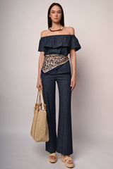 Pantaloni palazzo in denim leggero