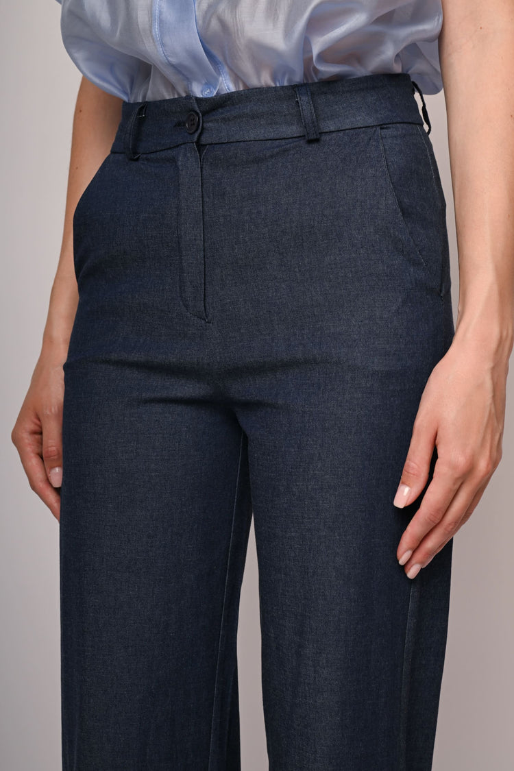 Pantaloni palazzo in denim leggero