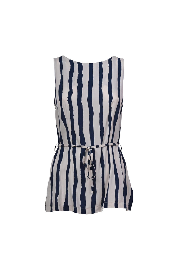 Top a righe con cintura