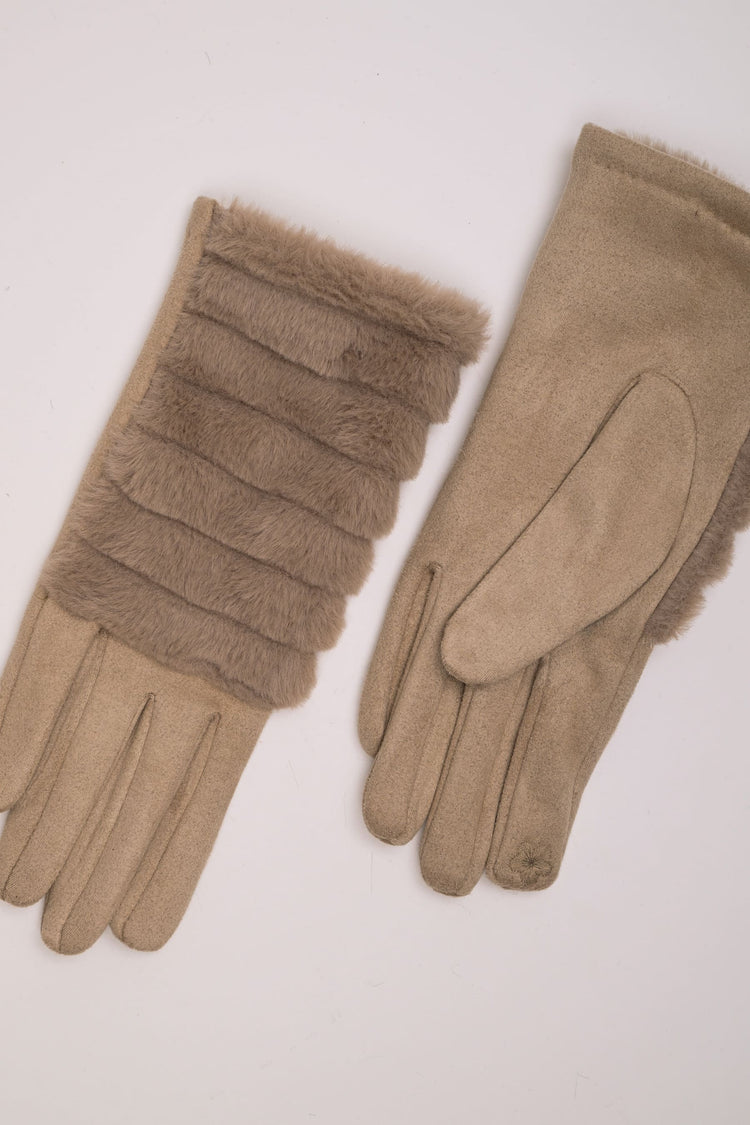 Guanti con decorazione in fax fur