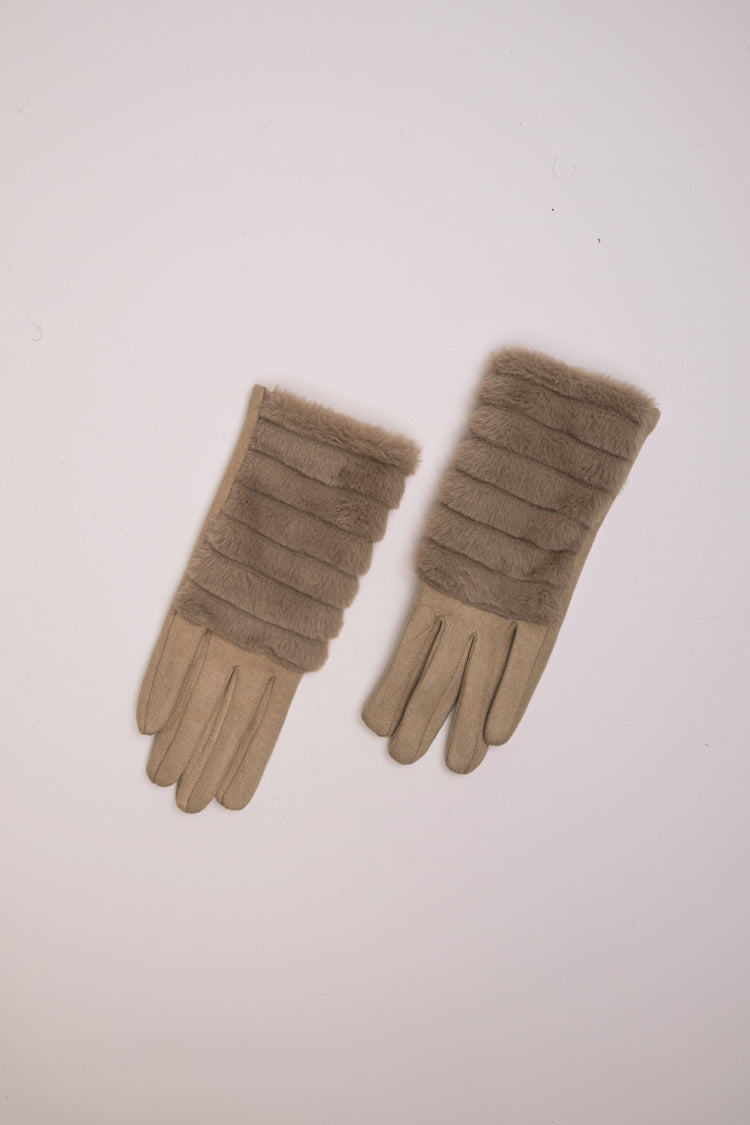 Guanti con decorazione in fax fur