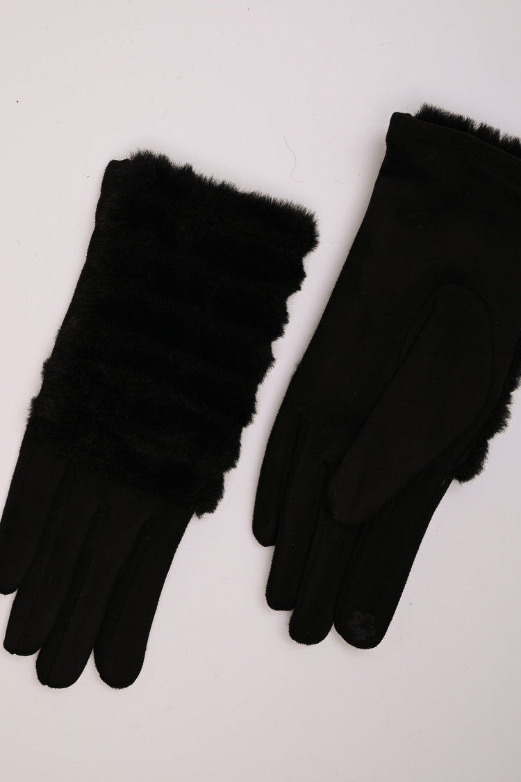 Guanti con decorazione in fax fur