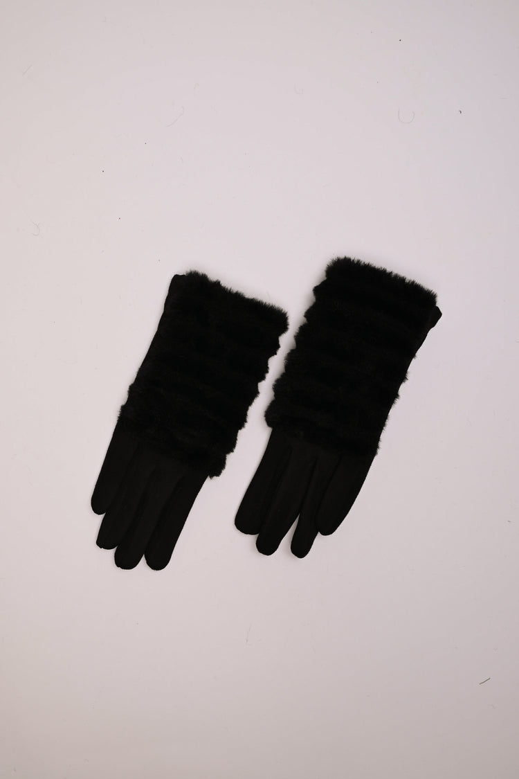 Guanti con decorazione in fax fur