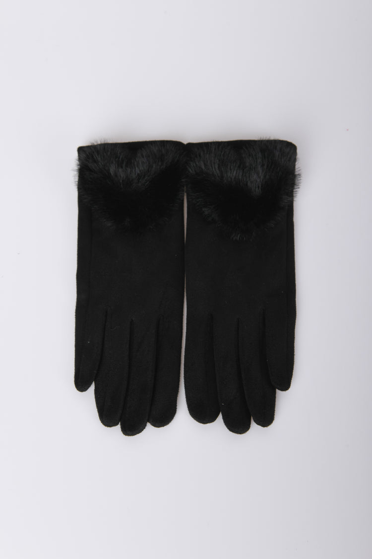Guanti con cuore in faux fur