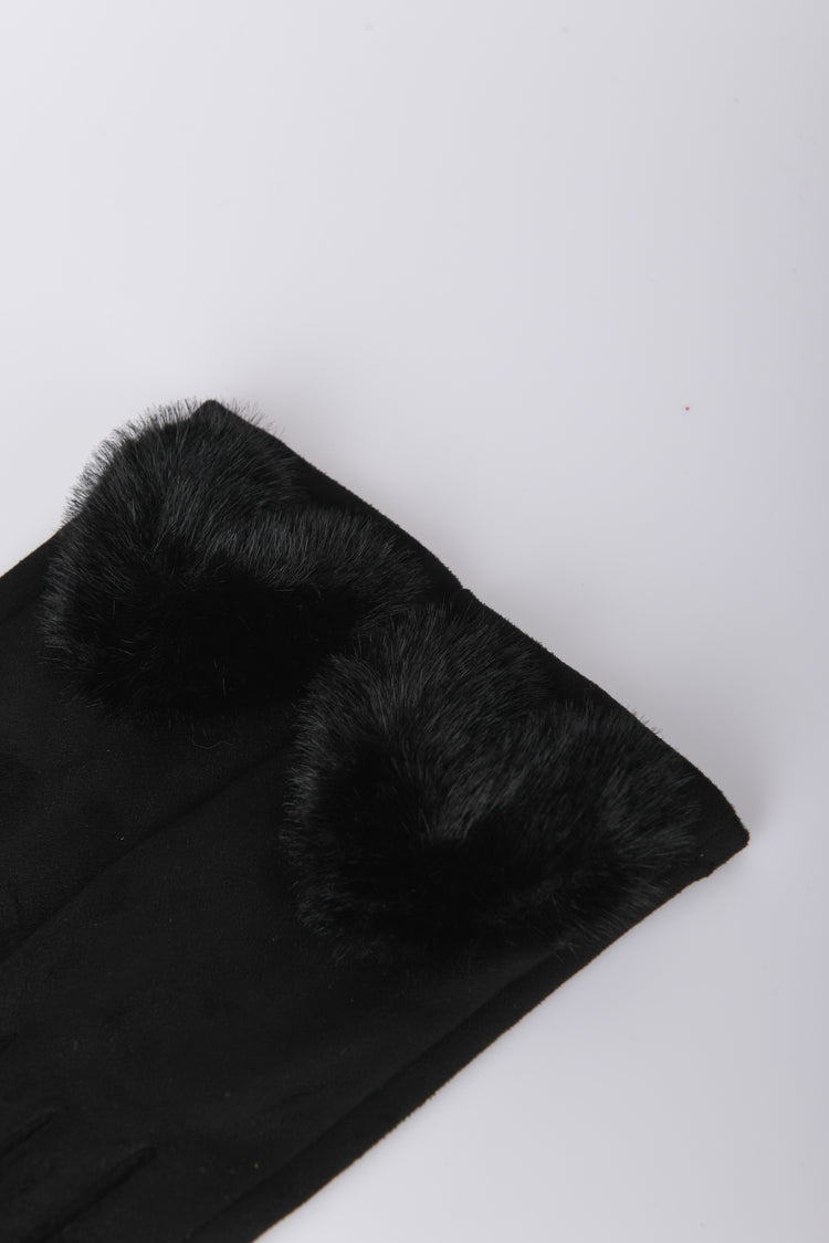 Guanti con cuore in faux fur