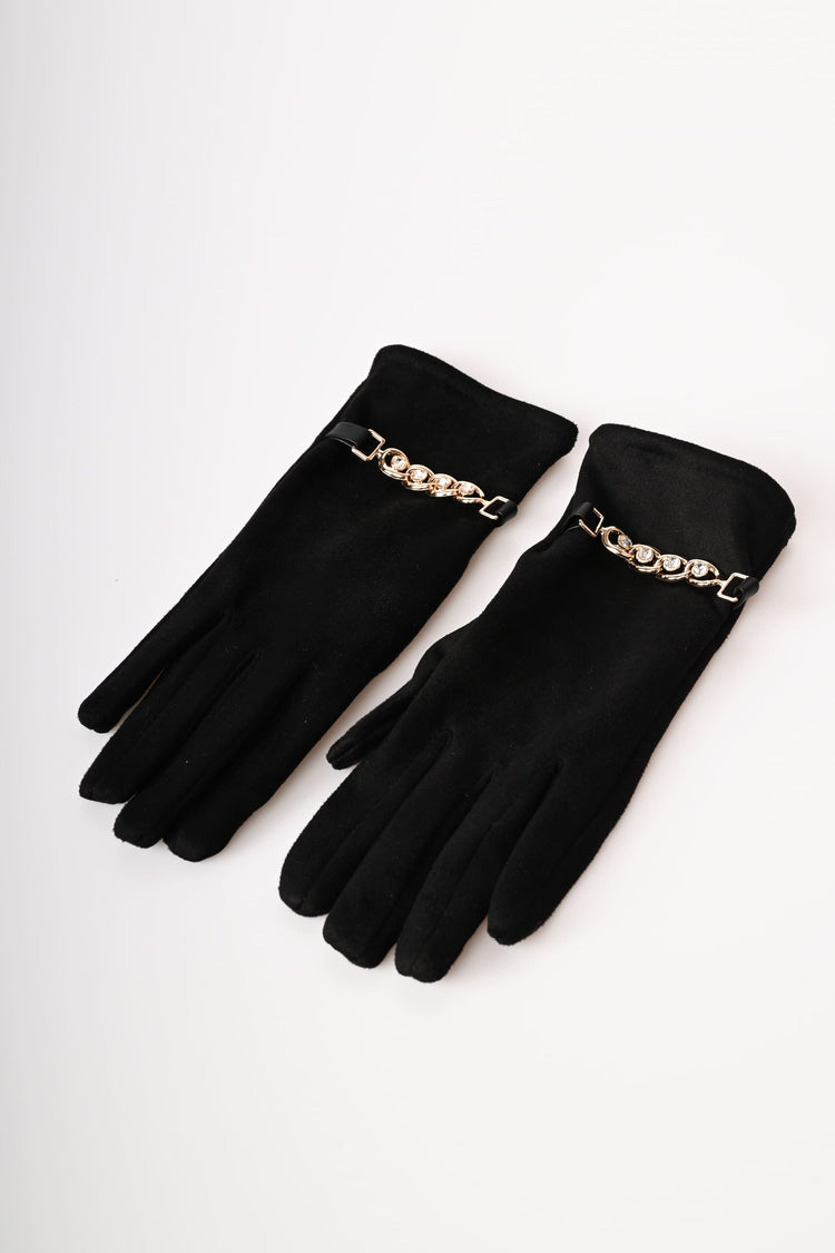 Guanti con catenella in strass