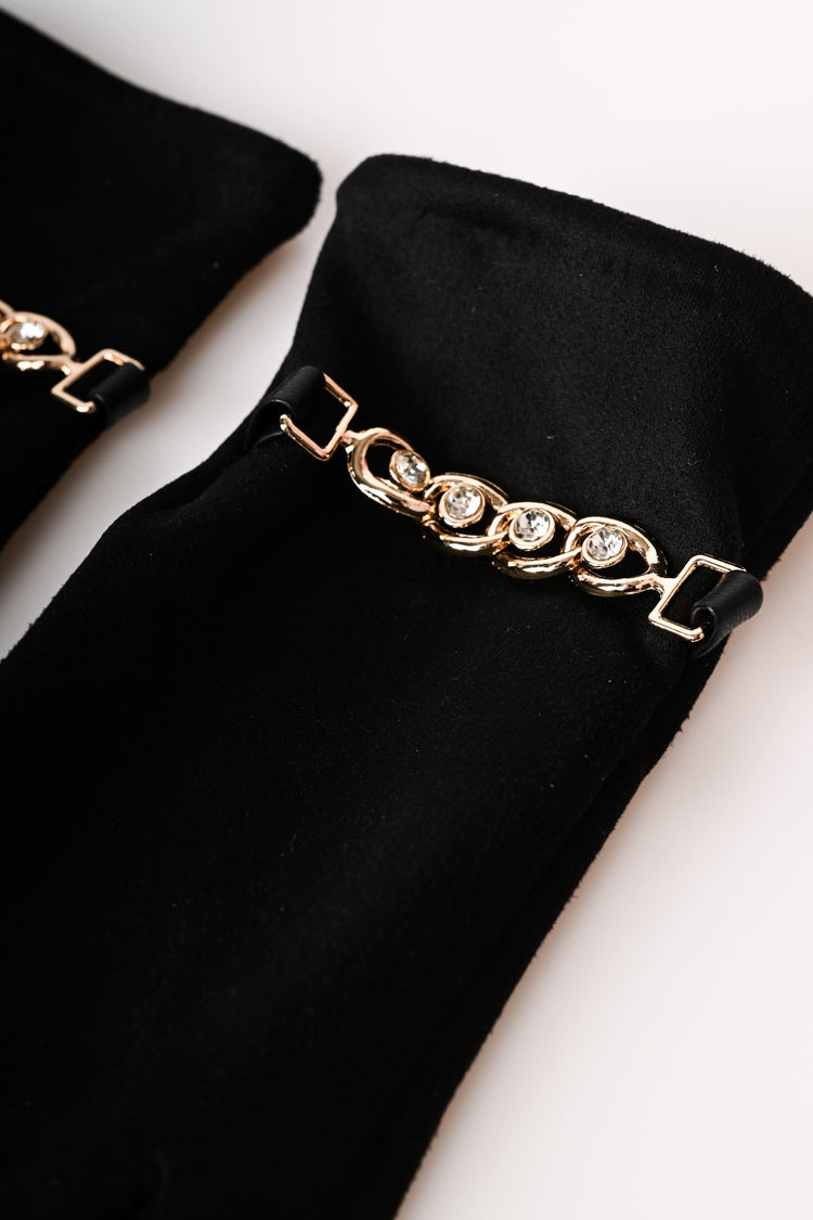 Guanti con catenella in strass