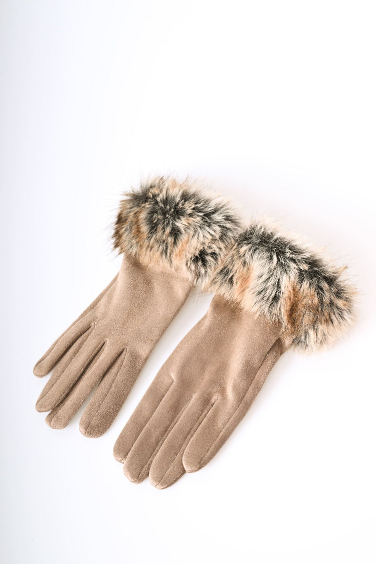 Guanti con polsino in faux fur
