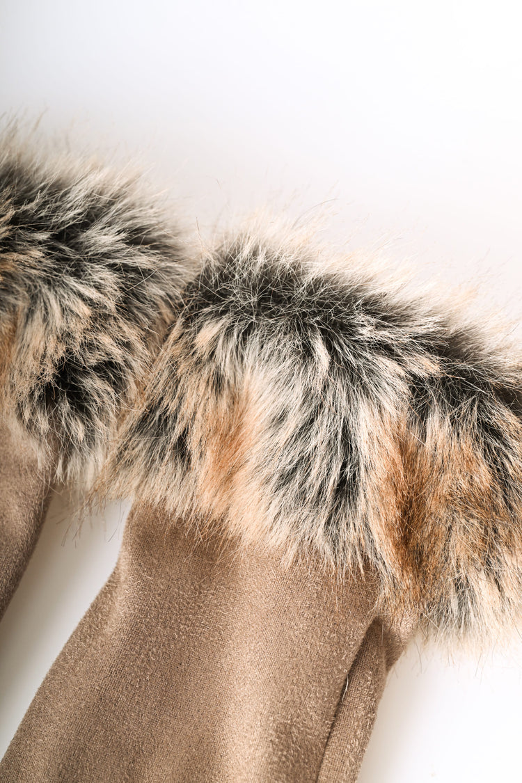 Guanti con polsino in faux fur
