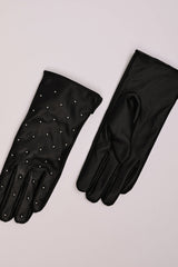 Guanti in similpelle con mini borchie