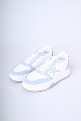 Sneakers bicolore con patch in glitter
