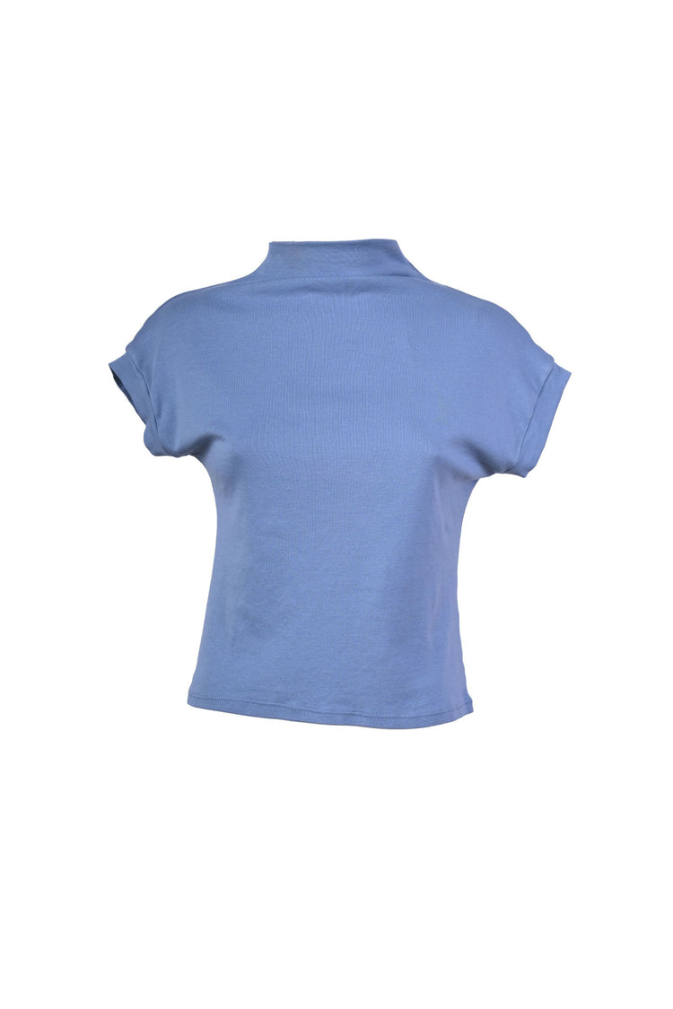 Top in cotone con collo alto